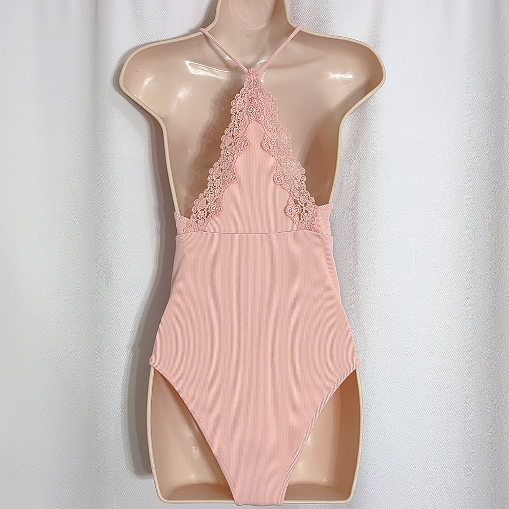 Baby Pink Topshop Ribbed Bodysuit - Picture 3 of 7